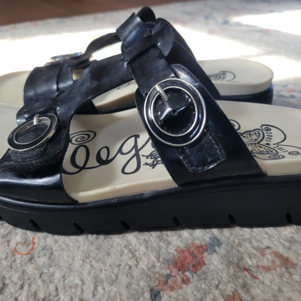 Alegria Black Comfort Sandals with Adjustable Straps